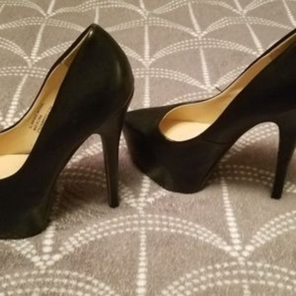 Black Pointy Toe Hidden Platform Stiletto Pump